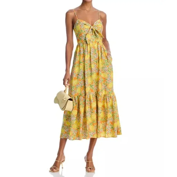 Aqua Yellow Floral Midi Dress - Picture 4 of 9